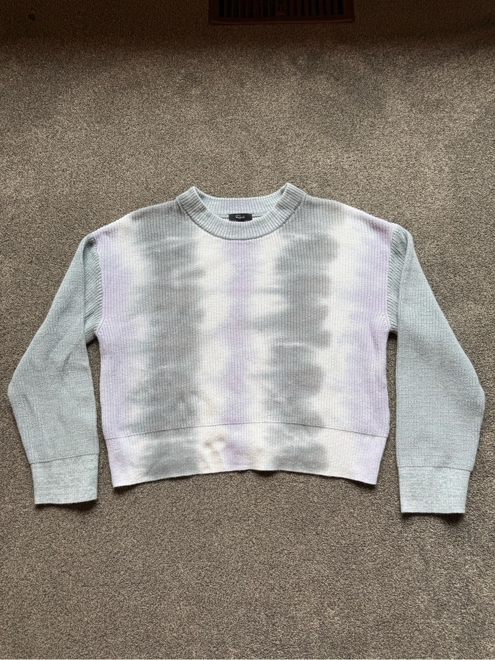 Rails Pastel Tie-Dye Crewneck Sweater in Lavender and Light Gray